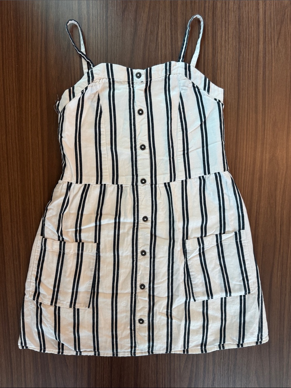 abercrombie kids White and Black Striped Button-Front Mini Dress